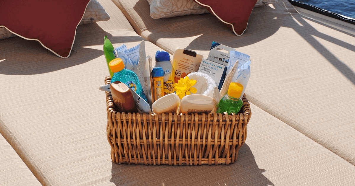 a basket with items in it